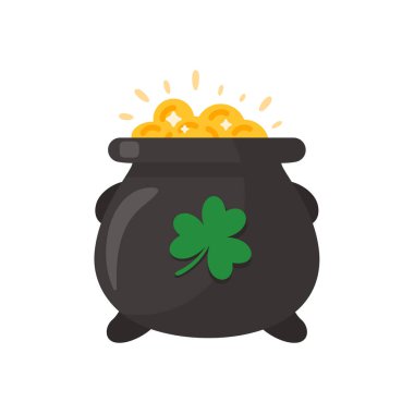 Yeşil kap altın sikkelerle dolu. Aziz Patrick Festivali 'nde iyi şanslar.