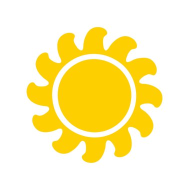 Güneş ikonu. Güneşin silueti bir bahar sabahı ışıl ışıl parlıyor