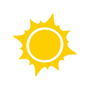 Güneş ikonu. Güneşin silueti bir bahar sabahı ışıl ışıl parlıyor