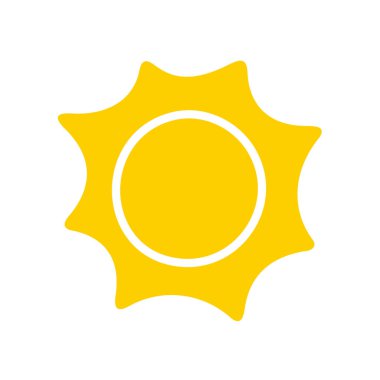 Güneş ikonu. Güneşin silueti bir bahar sabahı ışıl ışıl parlıyor