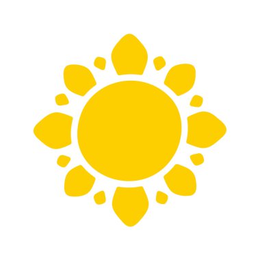 Güneş ikonu. Güneşin silueti bir bahar sabahı ışıl ışıl parlıyor