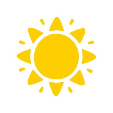 Güneş ikonu. Güneşin silueti bir bahar sabahı ışıl ışıl parlıyor