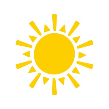 Güneş ikonu. Güneşin silueti bir bahar sabahı ışıl ışıl parlıyor