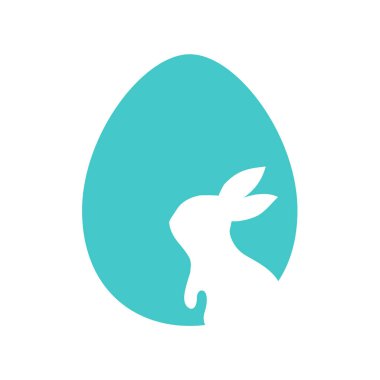 Paskalya yumurtası arka planında tavşan silueti tebrik kartı dekoratif elementleri