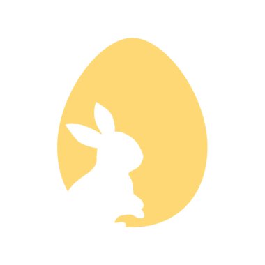 Paskalya yumurtası arka planında tavşan silueti tebrik kartı dekoratif elementleri