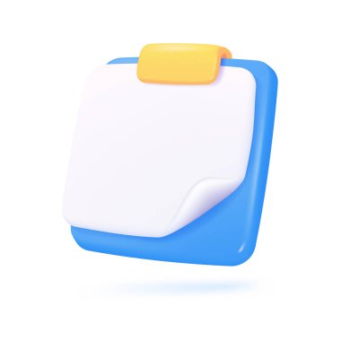 3 boyutlu dosya. Özet belgeyi rapor et. Günlük aktivitelerin listesini tutuyorum. 3B Vektör İllüstrasyonu.