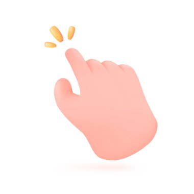 3D el faresi imleci. Boş bir işaret eli Web sitesindeki bir düğmeye tıklama konsepti