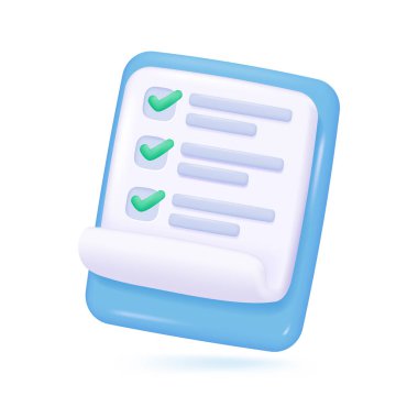 3 boyutlu dosya. Sorum var. Faaliyetlerin özeti. Onaylama kutusunu işaretle. 3B vektör çizimi.