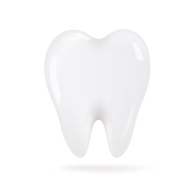 Üç boyutlu diş. Sağlıklı dişleri olan temiz beyaz azı dişleri. Çocuklarda diş çürümesini önlemek için diş fırçalama fikirleri. 3B vektör çizimi.