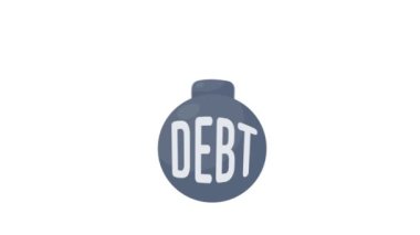 Alevli topu patlatmak borç kavramı finansal bir saatli bomba gibidir. 2 boyutlu çizgi film.