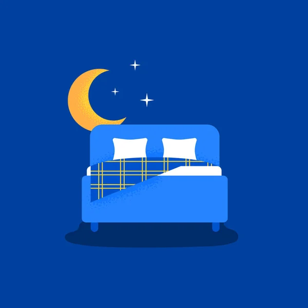 Daha Iyi Uyumak Için Yastıklı Rahat Bir Yatak Rahatlama Sağlıklı — Stok Vektör