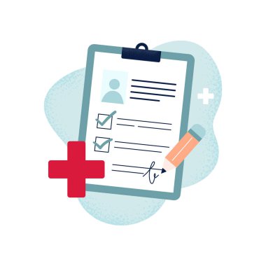 Kan bağışı anlaşması, donörün kimliği. Hayırseverlik, hayat kurtarmak. Sağlık hizmeti konsepti. Beyaz arkaplanda izole edilmiş vektör düz illüstrasyon.