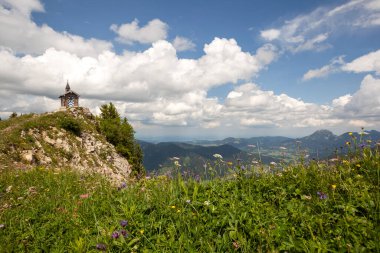 Chapel Freudenreich at Brecherspitze mountain in summertime Bavaria, Germany clipart