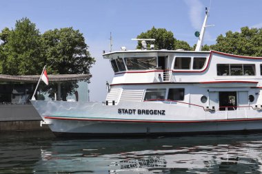 Bregenz harbor entrance, Austria on Lake Constance in summertime clipart