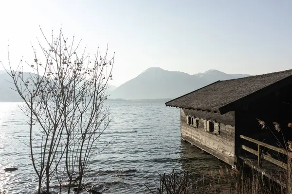 stock image Circular hiking trail lake Tegernsee, Bavaria, Germany, in springtime