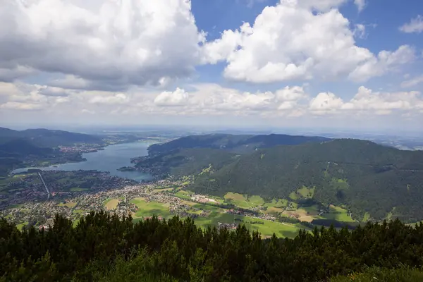 stock image View from Wallberg  mountain to lake Tegernsee, Bavaria, Germany,  in summertime