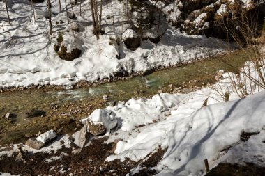 Partnachklamm ya da Partnach kışın, Bavyera 'da, Almanya' da