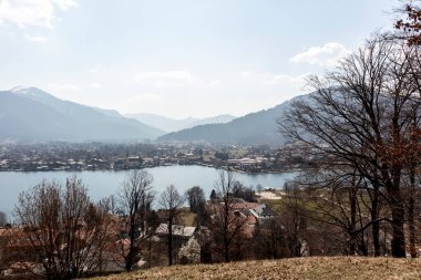 Circular hiking trail lake Tegernsee, Bavaria, Germany, in springtime clipart