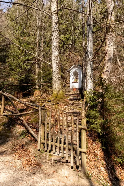 stock image Religious sculpture at lake Tegernsee, Bavaria, Germany, in springtime