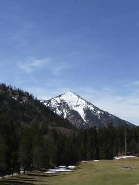 Bodenschneid dağ turu, Brecherspitze, Bavyera, Almanya, ilkbahar zamanı