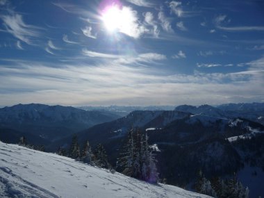 Brecherspitze dağında dağ yürüyüşü Kışın, Bavyera, Almanya
