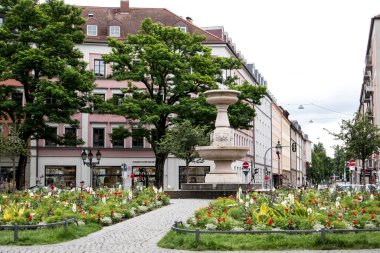 Gartnerplatz Münih, Bavyera, Almanya 'da yaz mevsiminde