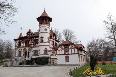 Kurpark Castle in Herrsching, lake Ammersee, Bavaria, Germany in springtime clipart