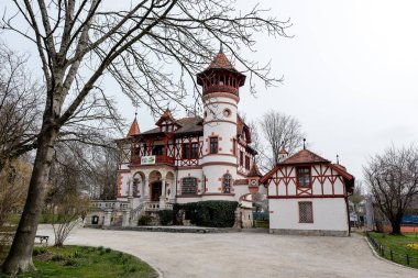 Herrsching 'deki Kurpark Kalesi, Ammersee Gölü, Bavyera, Almanya