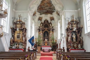 Church of Wessobrunn, Munich Way of St. James, Bavaria, Germany in summertime clipart