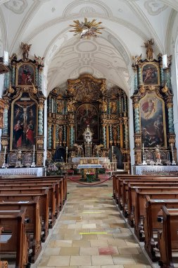 Pilgrimage church Hohenpeissenberg, Munich Way of St. James, Bavaria, Germany in summertime clipart