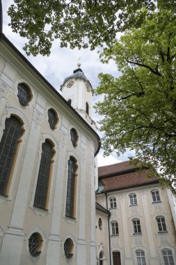 Pilgrimage church Wieskirche, Munich Way of St. James, Bavaria, Germany in summertime clipart