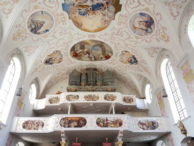 Pilgrimage church St. Nikolaus, Bernbeuren, Munich Way of St. James, Bavaria, Germany in summertime clipart