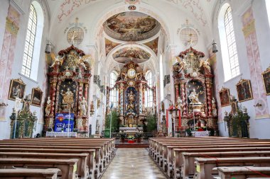 Pilgrimage church St. Nikolaus, Bernbeuren, Munich Way of St. James, Bavaria, Germany in summertime clipart