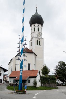 St. Benedikt Church Gelting at Way of St. James Isar Loisach Tiroler Ache  Inn in summertime clipart