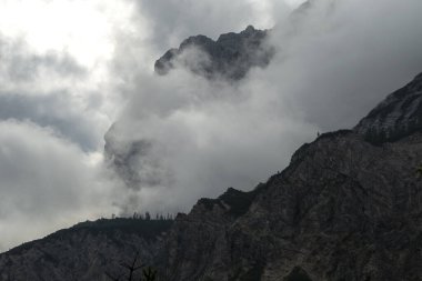 Sonbaharda Avusturya 'nın Scharnitz kentindeki Isar Nehri kaynaklı manzara