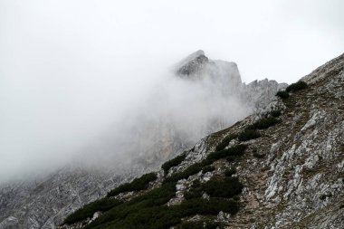 Karwendel dağları Halleranger kulübesinden Bettelwurf kulübesine, Avusturya 'daki Karwendel Hohenweg' e