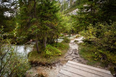 Landscape of Isar river origin, Scharnitz, Austria in autumn clipart