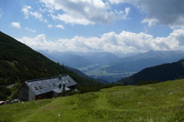 Solsteinhaus hut at Karwendel mountains on Karwendel Hohenweg, Austria in autumn clipart