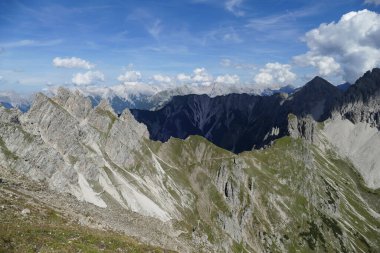 Panoramic view Freyungen mountains  from Nordlinger hut on Karwendel Hohenweg, Austria in autumn clipart