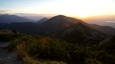 Gün batımı Heimgarten Dağı, Bavyera, Almanya