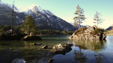 Ünlü Hintersee Gölü ve Watzmann Dağı, Bavyera, Almanya 