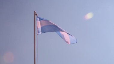 Mavi gökyüzünde bayrak direğinde Arjantin bayrağı