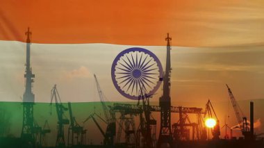 Hindistan bayrağıyla günbatımında endüstriyel konsept