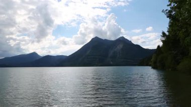 Herzogstand dağının yüksek çözünürlüklü klibi, Walchensee Gölü, Bavyera, Almanya 