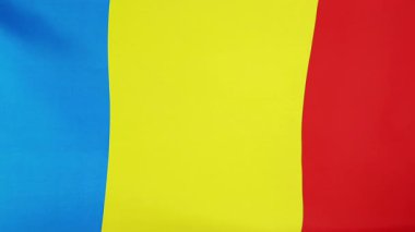 Romanya Tekstil bayrağı ağır çekimde closeup