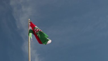 Rüzgarda savrulan Macaristan tekstil ulusal bayrağı