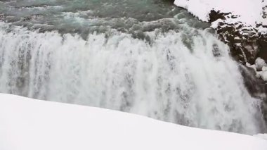 İzlanda 'da ünlü şelale Gulfoss' a yakın, kışın.