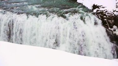 İzlanda 'da ünlü şelale Gulfoss' a yakın, kışın.