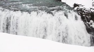 İzlanda 'da ünlü şelale Gulfoss' a yakın, kışın.
