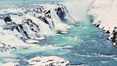 İzlanda 'da ünlü şelale Gulfoss' a yakın, kışın.